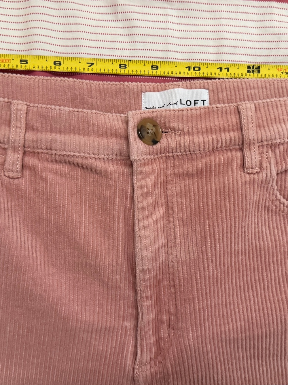 LOFT Women's Pink Corduroy Jeans Sz 12 Raw Hem Like New! - Picture 11 of 12